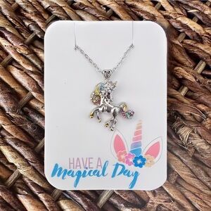 "Have a MAGICAL day!" New Silver-Tone Unicorn Pendant Necklace